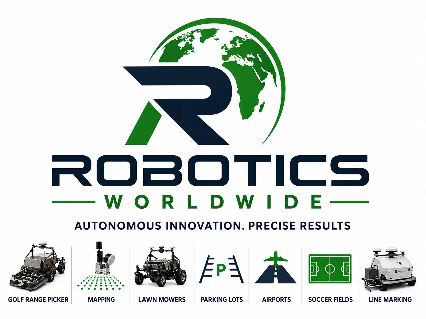 Robotics Worldwide brand graphic featuring autonomous equipment and applications